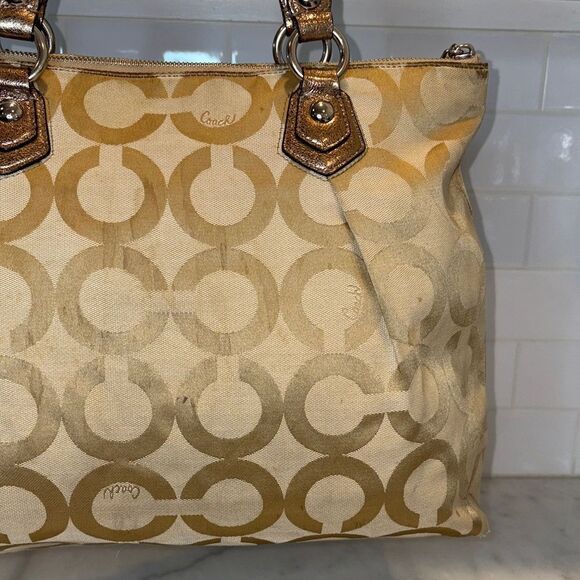 Coach Bag Purse Handbag Y2K Poppy Signature Op Art Logo Large Tote Bag - Picture 6 of 16